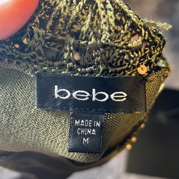 Bebe army green Crochet Halter Top, vintage in EUC. - Picture 12 of 16